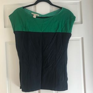 Banana Republic Green and Navy Blouse